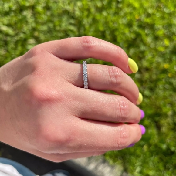 Silver Cubic Zirconia Eternity Ring/Band Style 2 - Picture 7 of 8